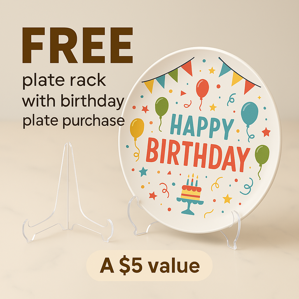 Custom Birthday Plate for Boys – Personalized Ceramic Plate with Name, Monogram, Gingham Blue Bow, Bible Verse – Gift for Kids | P013