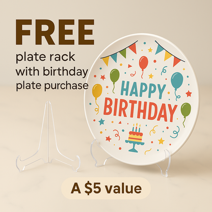 Custom Birthday Plate for Boys – Personalized Ceramic Plate with Name, Monogram, Gingham Blue Bow, Bible Verse – Gift for Kids | P013